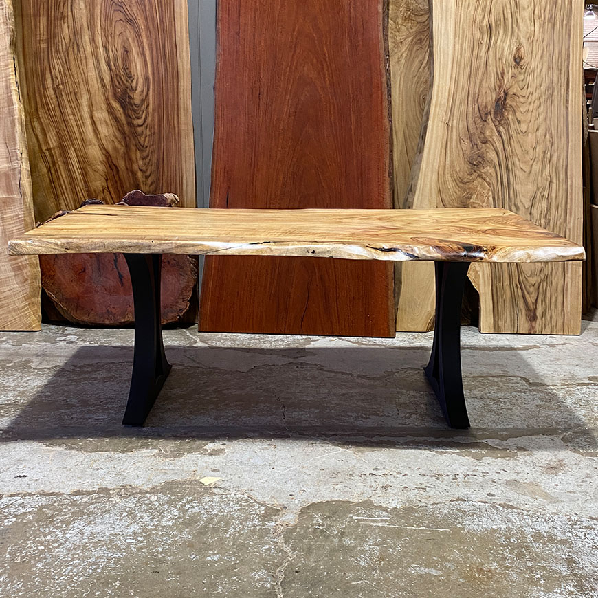 ARCO single slab dining table in Camphor Laurel