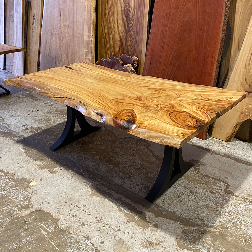 ARCO single slab dining table in Camphor Laurel
